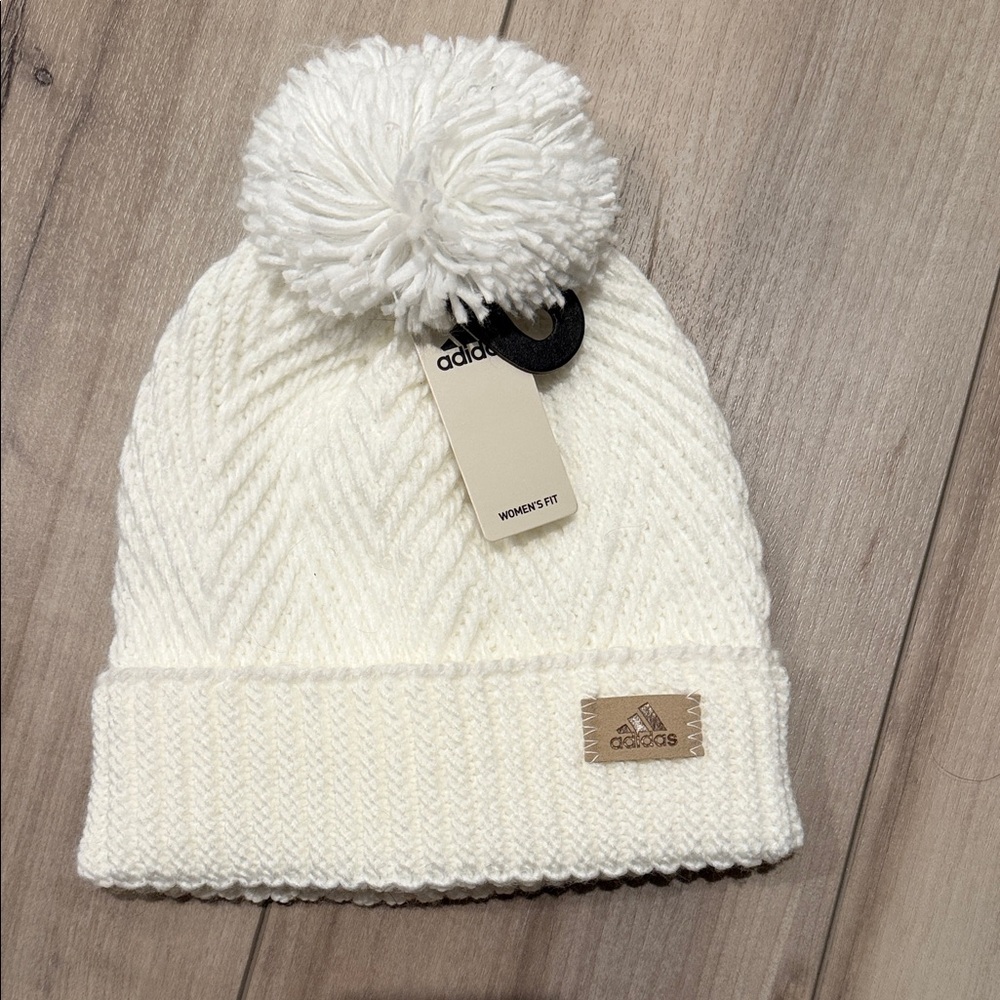 Adidas women’s Cream Knit Pom-Pom Hat